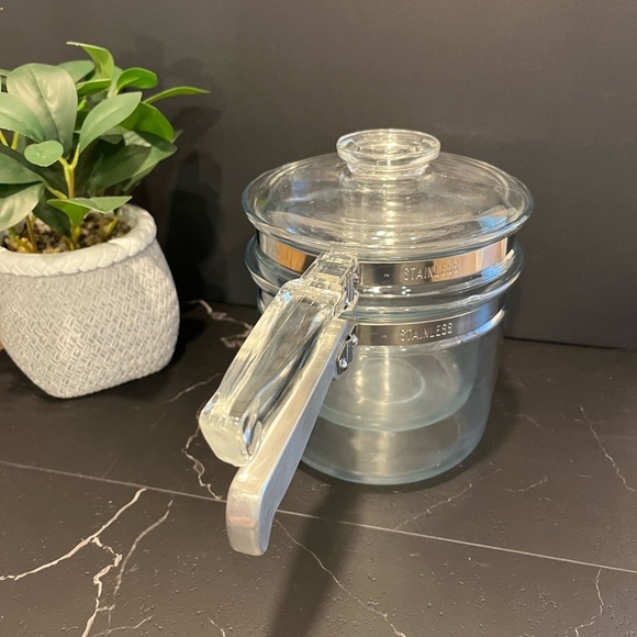 🩶 PYREX USA Double Boiler – Rare Metal Handle – 3 pieces - Picture 4 of 12